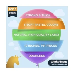 WinkyBoom Globos pastel de colores surtidos de 12_3