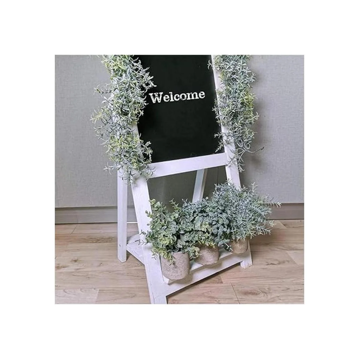 Winlyn Juego de 3 mini plantas artificiales de eucalipto