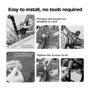 Wiel Cesta de bicicleta con forro negro a prueba de_3