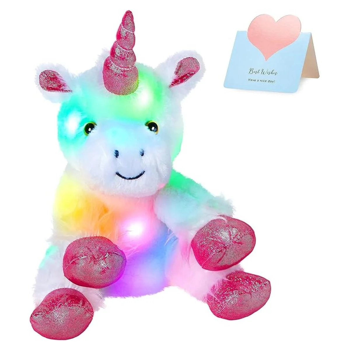 Wewill iluminado LED unicornio con felpa blanca Heavenly_1