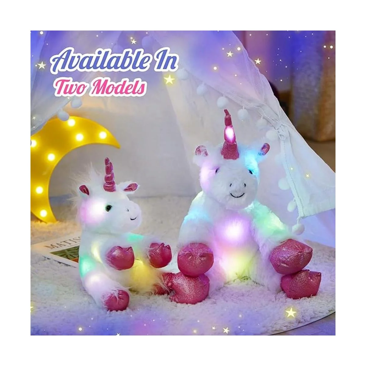 Wewill iluminado LED unicornio con felpa blanca Heavenly_2