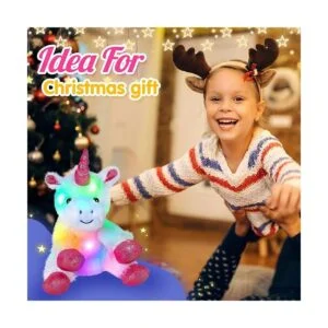 Wewill iluminado LED unicornio con felpa blanca Heavenly_6