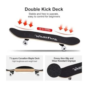 WhiteFang Skateboards for Beginners Complete Skateboard_3