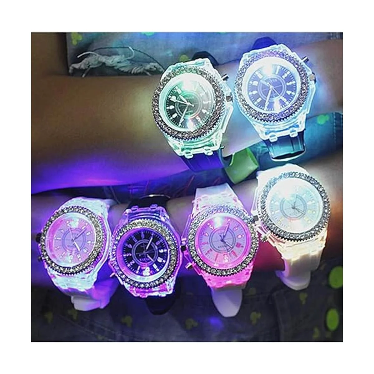 Weicam Paquete de 6 relojes de pulsera unisex con luces_3