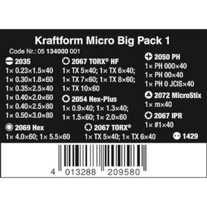 Wera 5134000001 Kraftform Micro Big Pack 1 Juego de_2