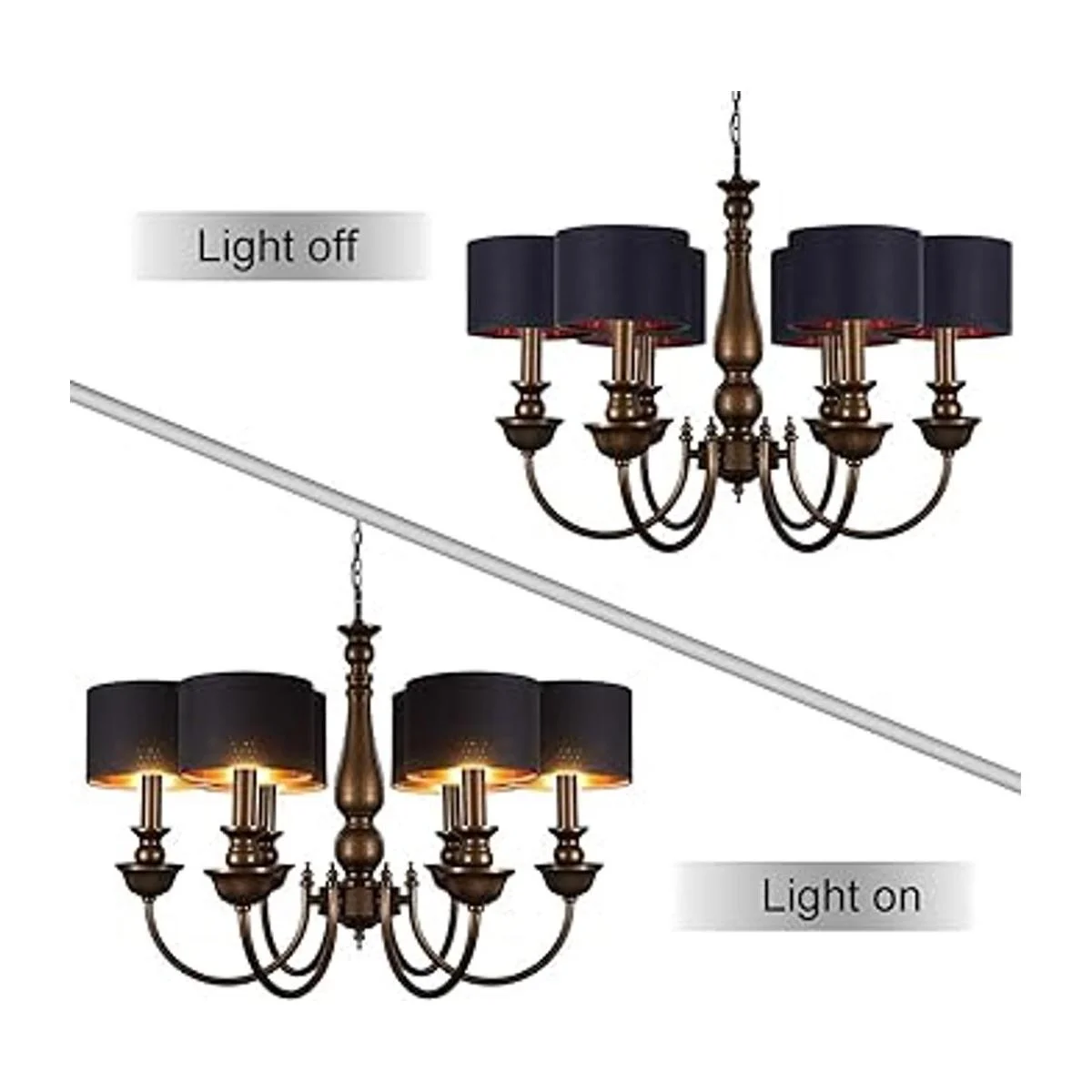 Wellmet Pantalla para lámpara de techo de lino natural_4