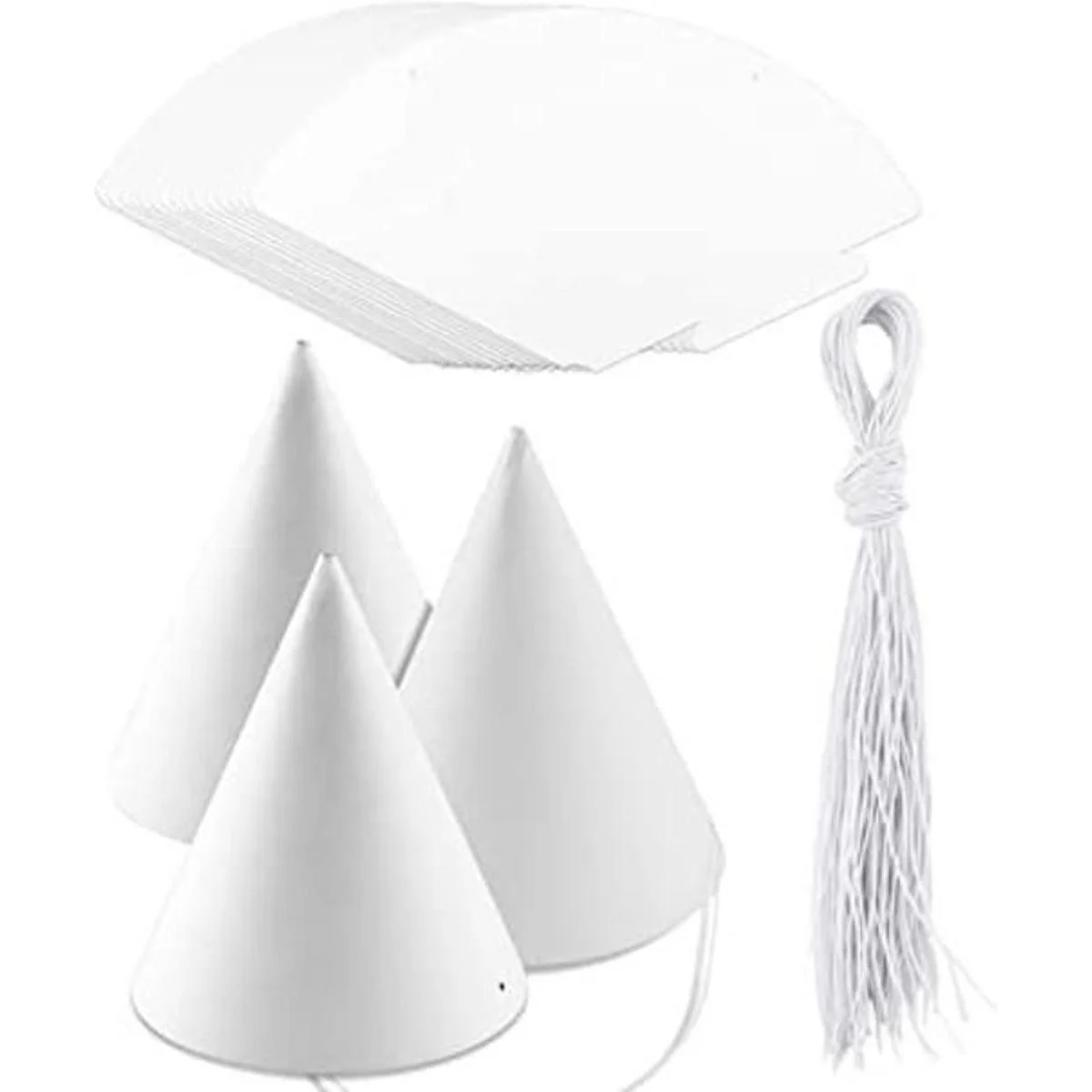 Weoxpr 40 sombreros de cono de fiesta blancos para_1