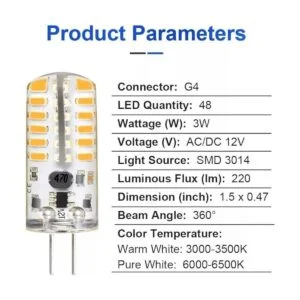 Welitesim 6 bombillas LED de base bipin de 3 W CADC12 V