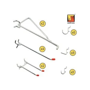 Wellmax Juego de 30 ganchos para tablero de clavijas y