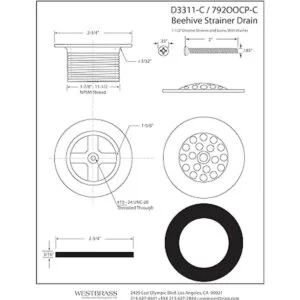 Westbrass D3311C26 Drenaje de baño de 112 pulgadas con_2
