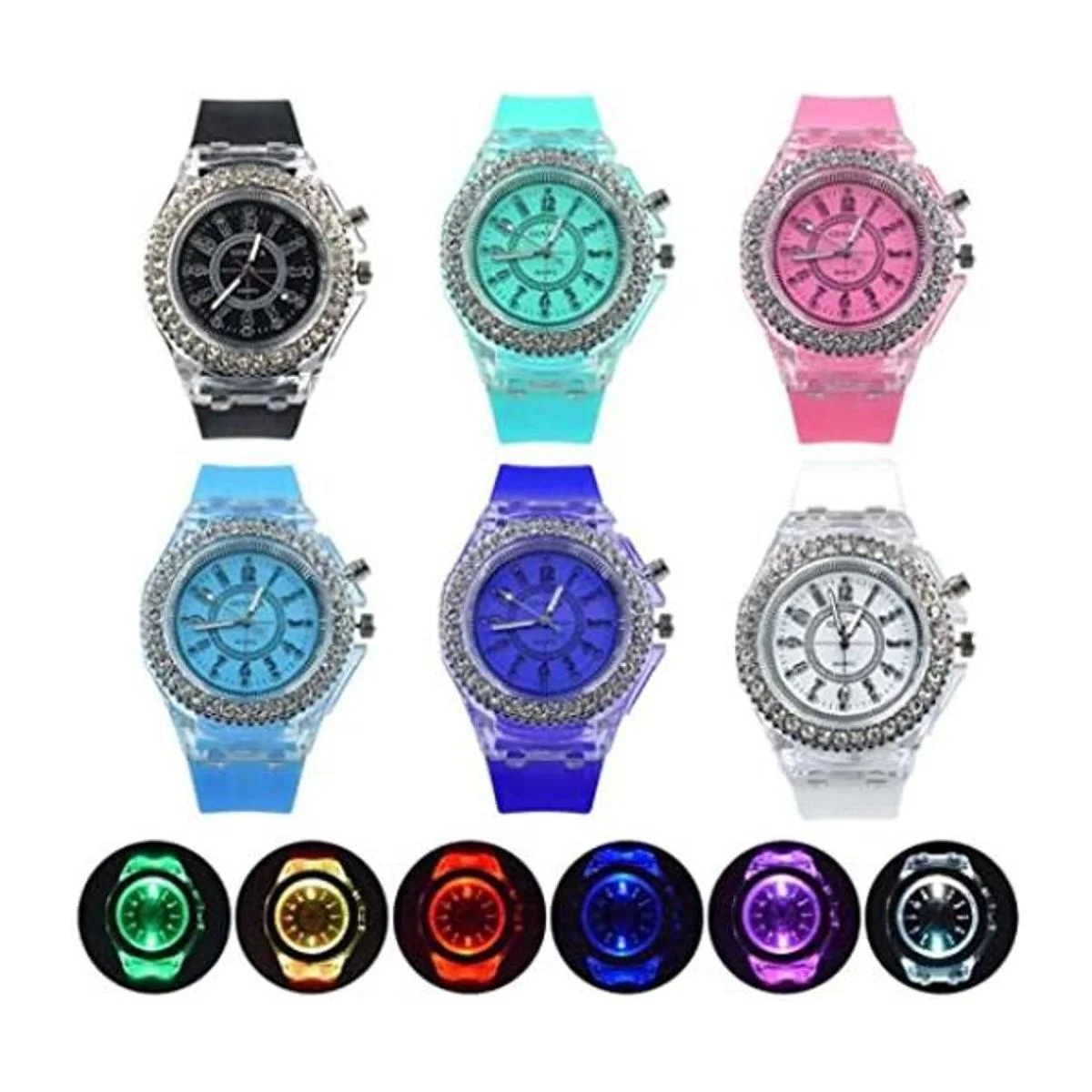 Weicam Paquete de 6 relojes de pulsera unisex con luces_1