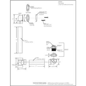 Westbrass TipToe Sch. 40 Residuos de baño ABS con codo de_2