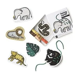 Wee Gallery Tarjetas de cordones de animales de la selva_1