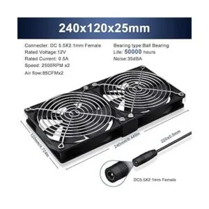 Wathai Ventilador de flujo de aire grande de 4.724 in_2