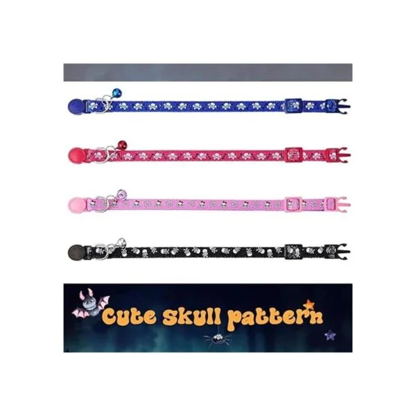 Weewooday Collar de gato de calavera de Halloween 4