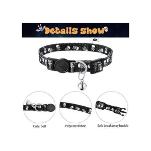 Weewooday Collar de gato de calavera de Halloween 4