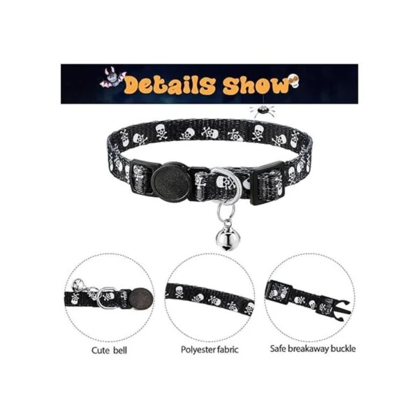 Weewooday Collar de gato de calavera de Halloween 4