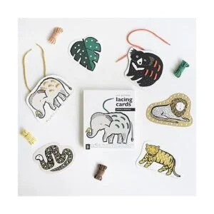 Wee Gallery Tarjetas de cordones de animales de la selva_2
