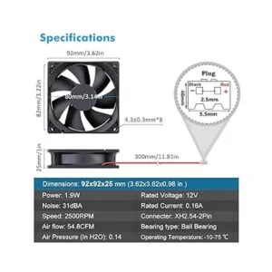 Wathai 9225 3.622 in x 0.984 in 12 V 2 pines doble_2