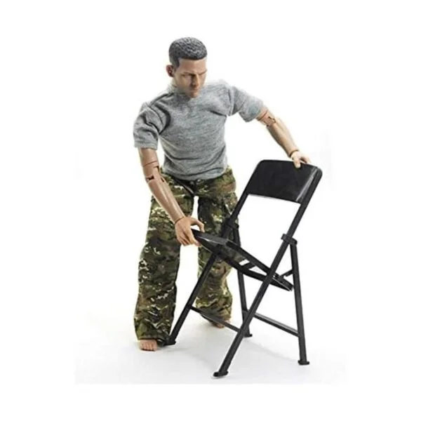 Warmtree Silla plegable negra a escala 16 para figura de_5