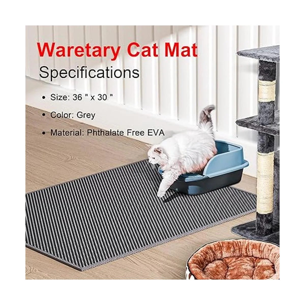 Waretary Cat Litter Mat Pretty Litter Box Trapping Mat_2