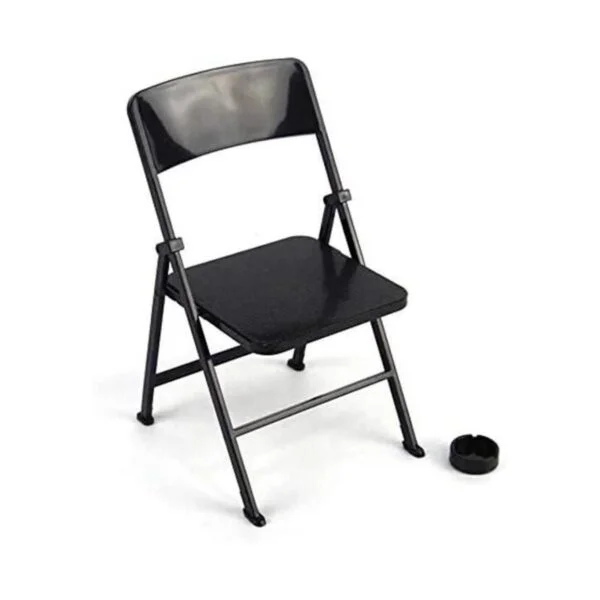 Warmtree Silla plegable negra a escala 16 para figura de_1
