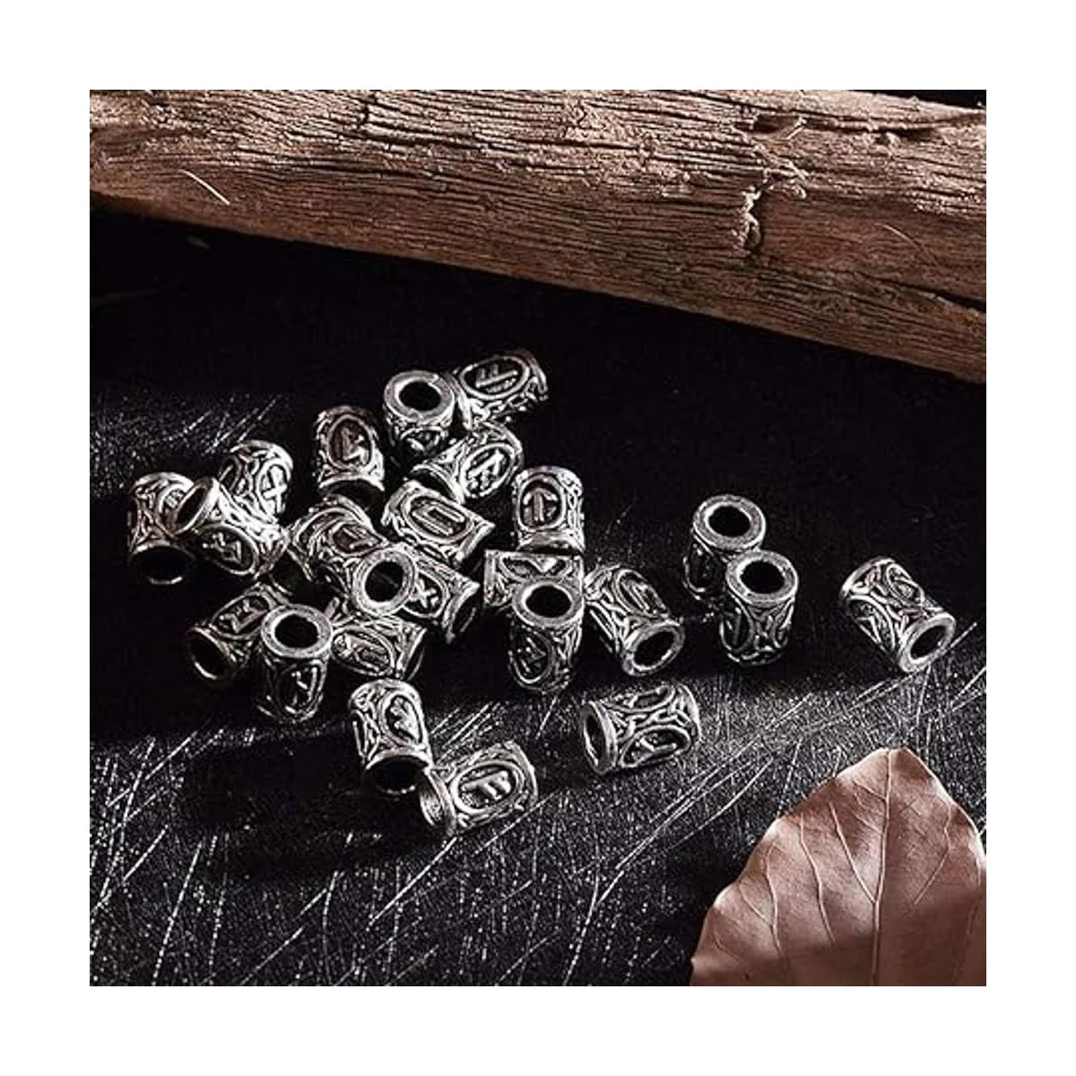 WarmShine 72 piezas de cuentas de runa vikinga nórdico