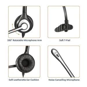 Wantek audífonos de diadema con cable para teléfono con_5