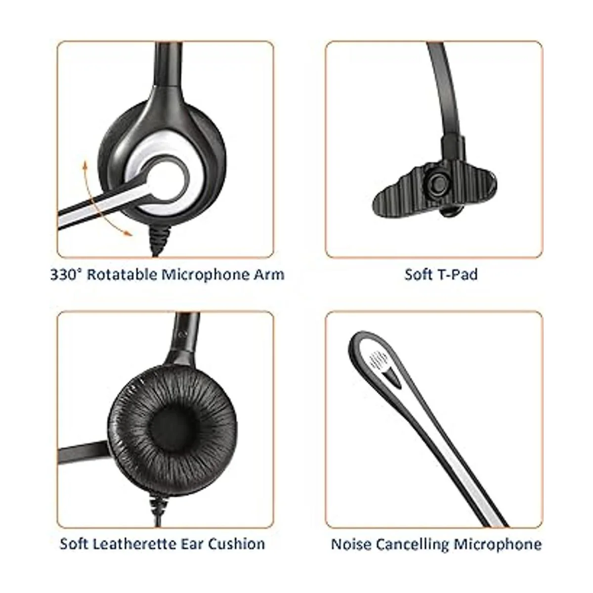 Wantek audífonos de diadema con cable para teléfono con_5