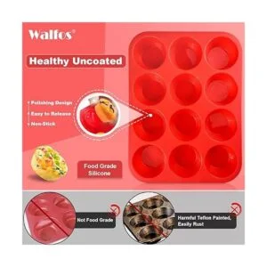 Walfos Molde para magdalenas de silicona 12 tazas de