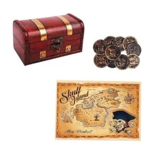 WaaHome Cajas del tesoro pirata caja pequeña de madera_2