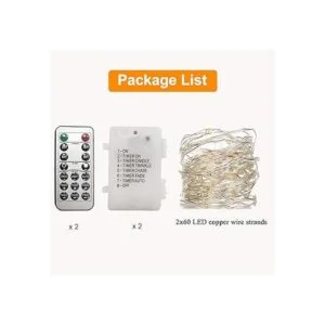 WSgift Paquete de 2 luces LED blancas cálidas de 20 pies y