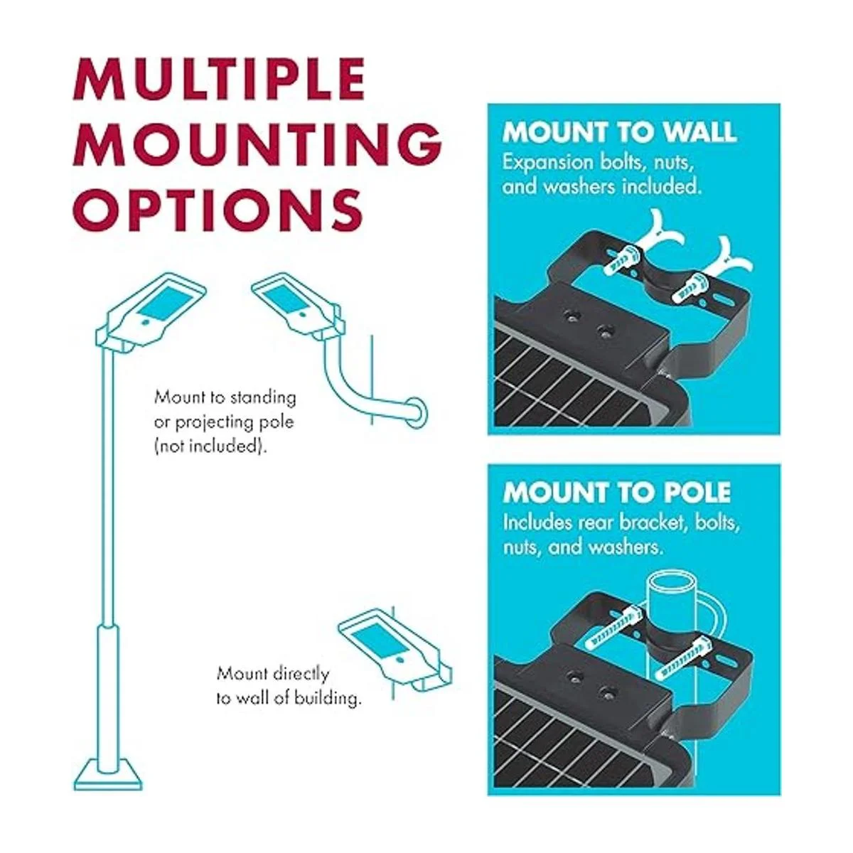 Wagan EL8586 Lámpara de calle solar integrada de 1600_5