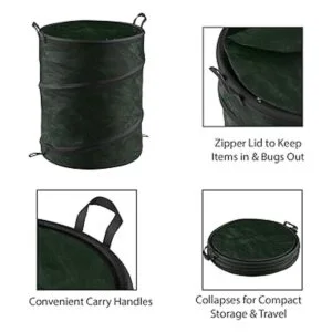 Wakeman Outdoors bote de basura plegable con tapa de