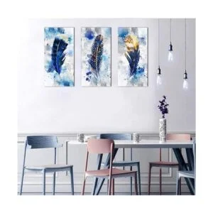 WTD Lienzo decorativo marco de plumas 3 piezas diseño_4