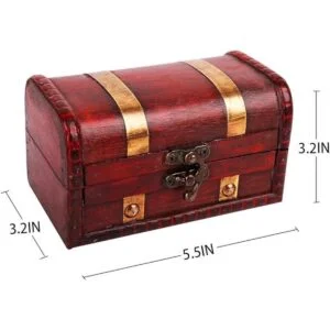 WaaHome Cajas del tesoro pirata caja pequeña de madera_4