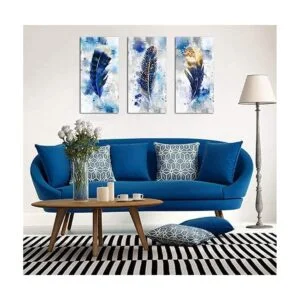 WTD Lienzo decorativo marco de plumas 3 piezas diseño_2