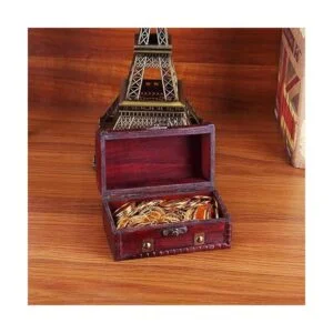 WaaHome Cajas del tesoro pirata caja pequeña de madera_3