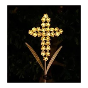 WSgift Luces solares de estaca de cruz para hortensias de_1