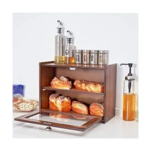 WORTHYEAH Panera de bambú para encimera de cocina caja de