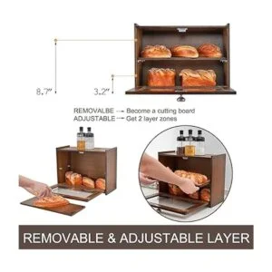 WORTHYEAH Panera de bambú para encimera de cocina caja de