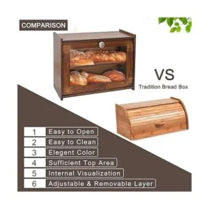 WORTHYEAH Panera de bambú para encimera de cocina caja de