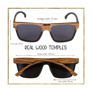 WOODIES Lentes de sol polarizados de madera de cebra con_2