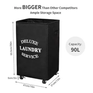 WOWLIVE Cesto grande plegable para la ropa sucia con_4