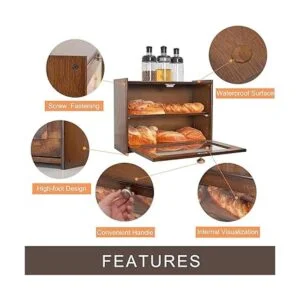 WORTHYEAH Panera de bambú para encimera de cocina caja de