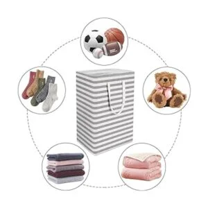 WISELIFE Cesta de lavandería grande plegable con asas_4