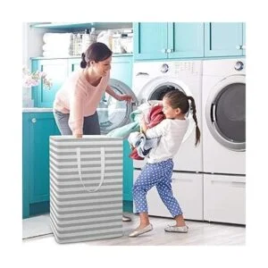 WISELIFE Cesta de lavandería grande plegable con asas_6