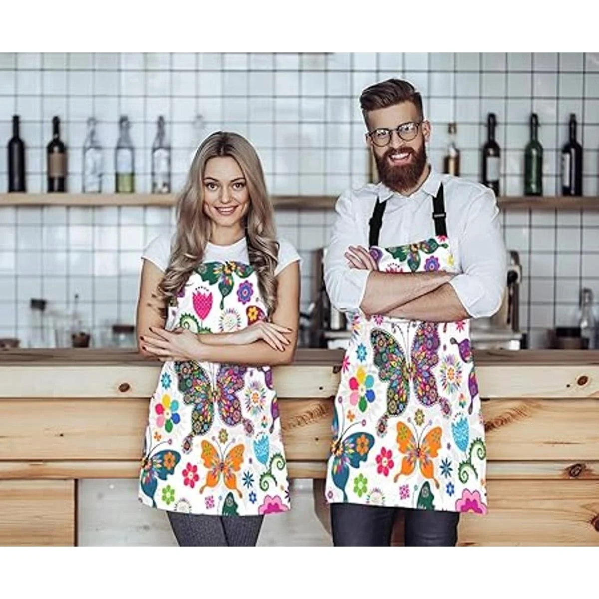 WONDERTIFY Delantal de corazón corazón rosa sobre el