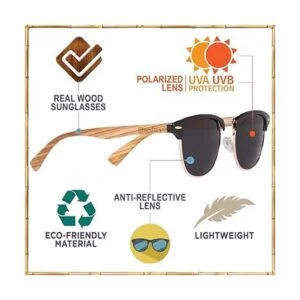 WOODIES Gafas de sol de madera hechas de madera de cebra_6