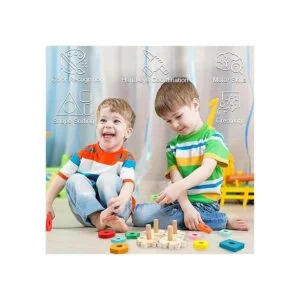 WOOD CITY Juguetes apilables para niños pequeños de 1 a 3_4